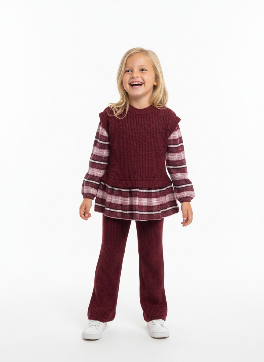 Girls Knit Two-Piece Outfit | سوت بناتي - الصورة 2