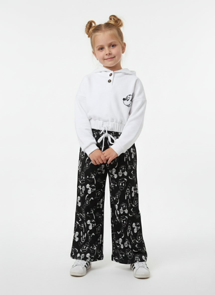 سويت ميلتون بناتي أبيض وأسود ميكي ماوس – ملابس أطفال شتوية عصرية