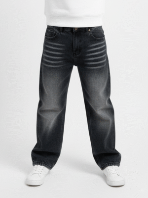 بنطلون جينز كارجو أولادي واسع الأرجل أزرق دينم داكن – مقاس 8-16