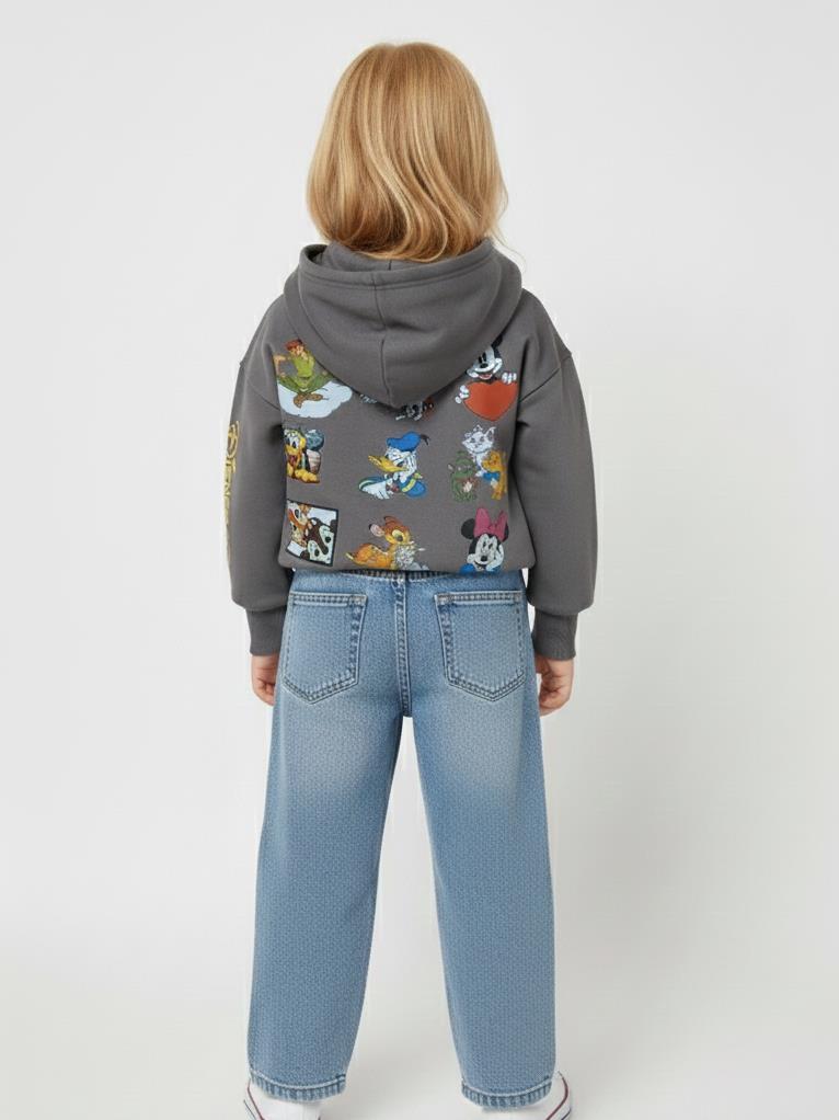 Girls Hoodie Charcoal Fleece | هودي بناتي - الصورة 3