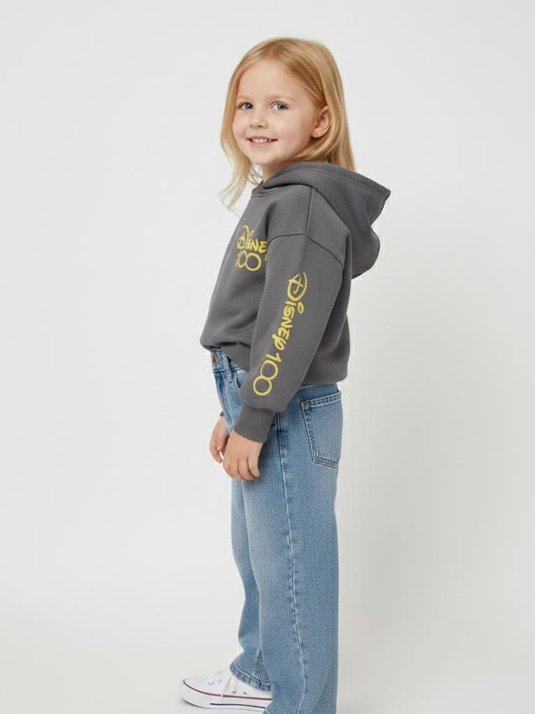Girls Hoodie Charcoal Fleece | هودي بناتي - الصورة 2
