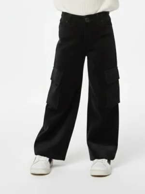 Girls Corduroy Cargo Pants Black | بنطلون كارجو