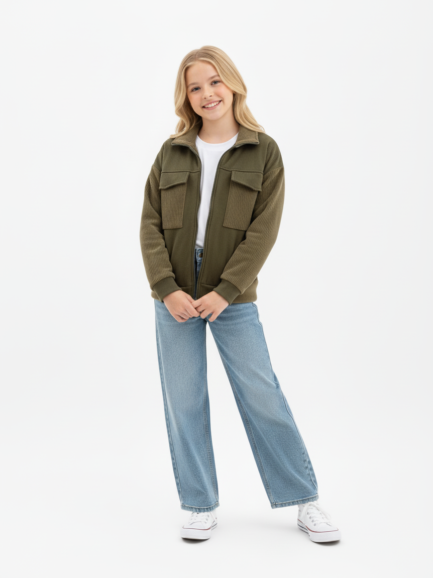 Girls Corduroy Cargo Jacket | جاكيت بناتي - الصورة 4