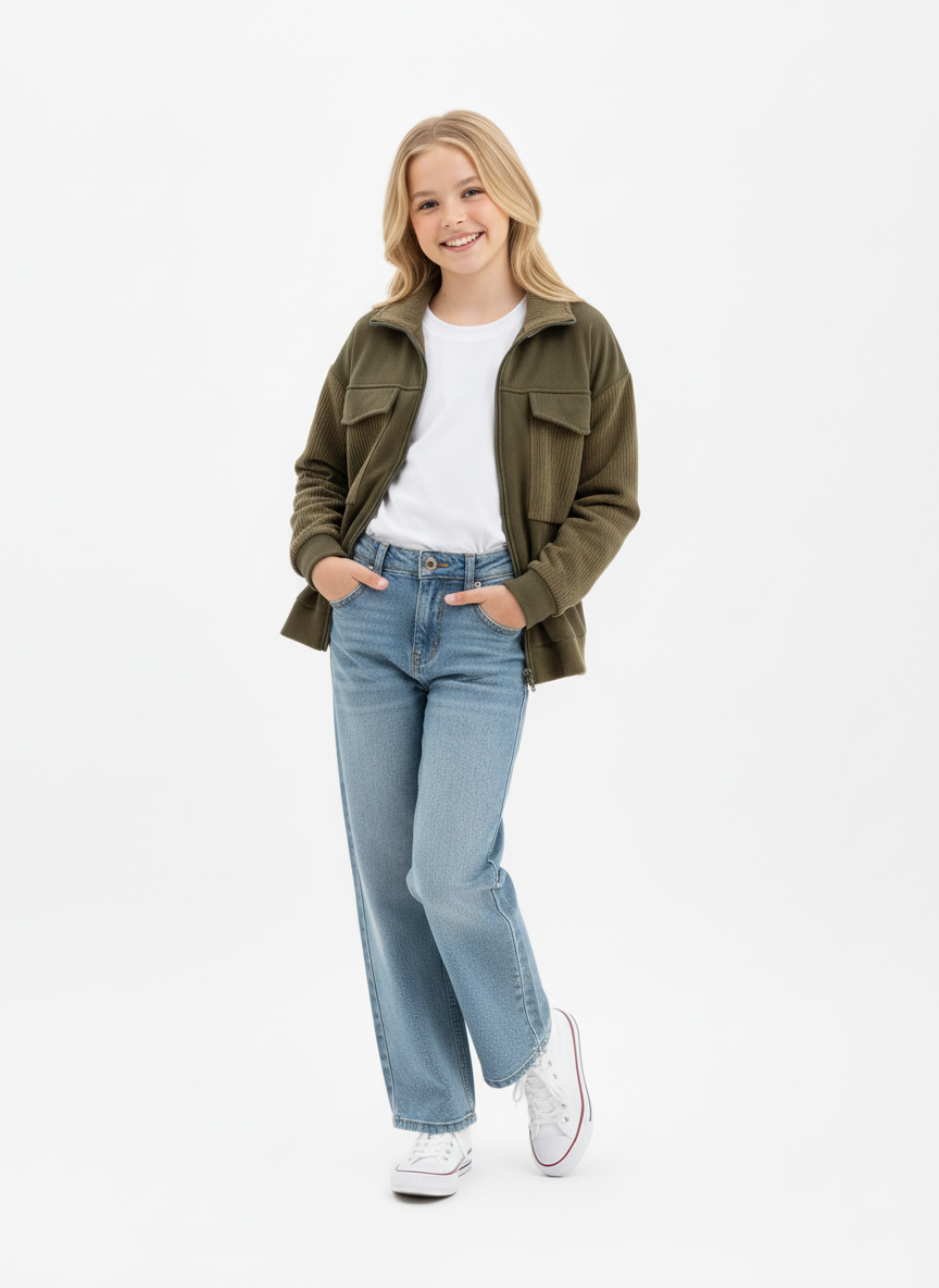 Girls Corduroy Cargo Jacket | جاكيت بناتي - الصورة 2