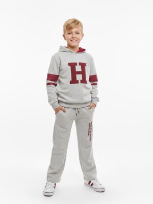 سوت أولادي شتوي رمادي بحرف H – ملابس أطفال خروج رياضية
