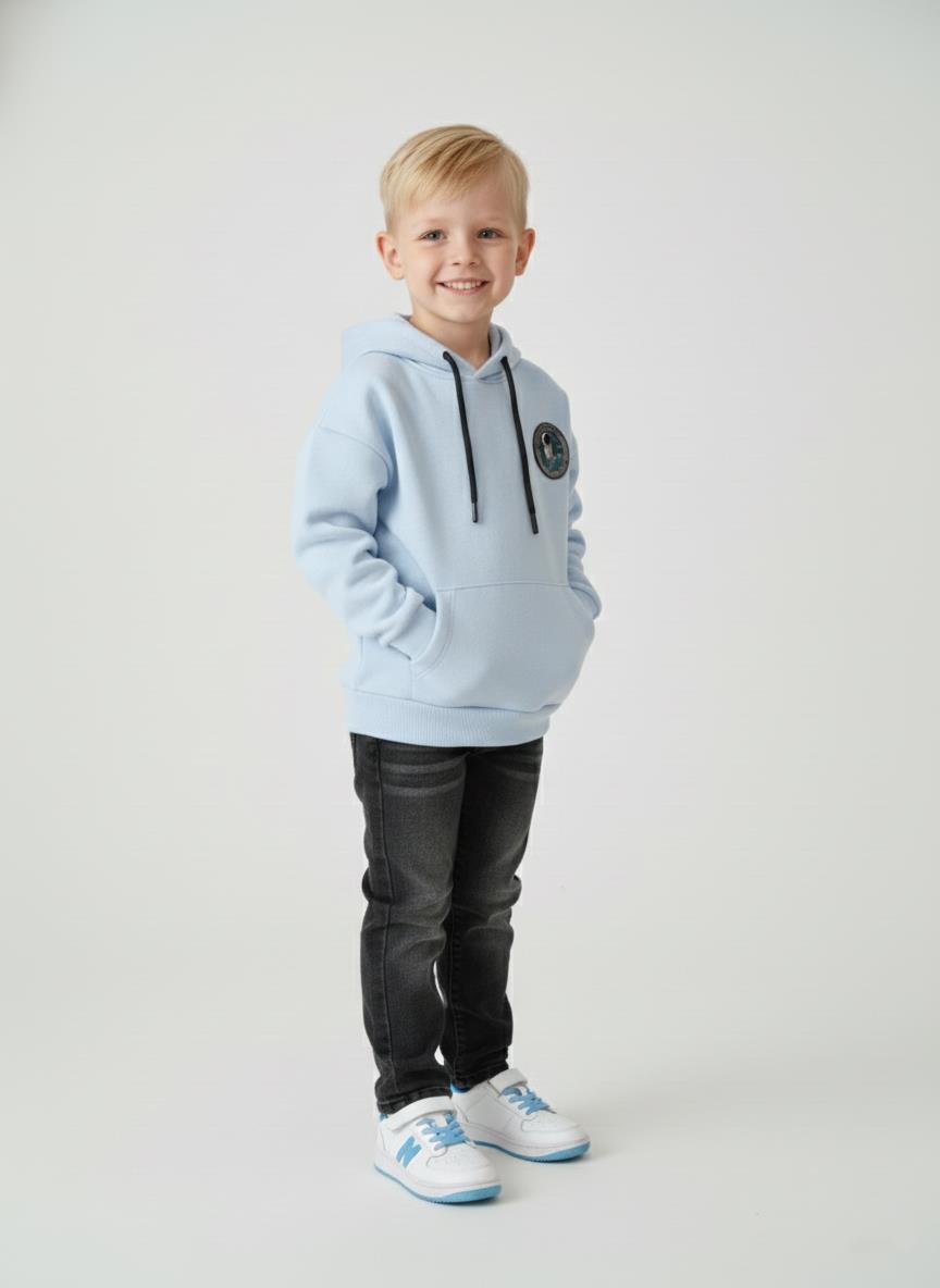 Boys Light Blue Hoodie | سويت شيرت أولادي - الصورة 5