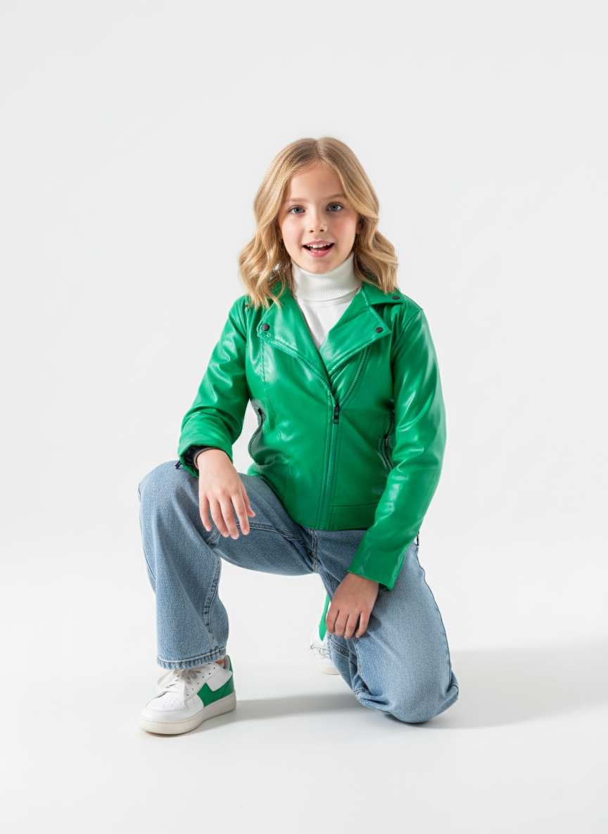 Girls Luxury Green Jacket | جاكيت جلد - الصورة 2