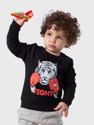 سويت شيرت تايجر أسود أولادي – ملابس أطفال شتوي كاجوال