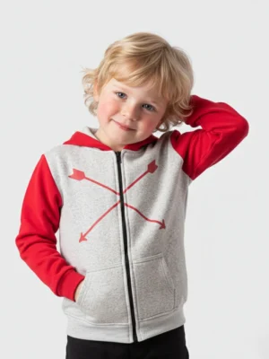 سويت شيرت رمادي وأحمر أولادي – ملابس أطفال شتوي كاجوال