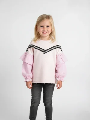 سويتر بناتي شتوي بينك كشكشة – ملابس أطفال شتوية فاخرة