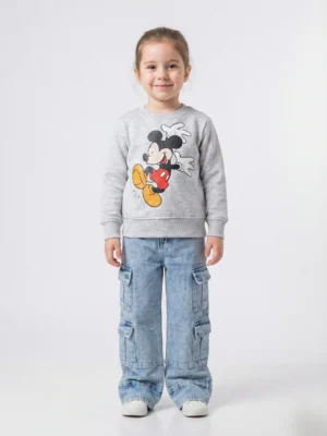 سويت شيرت بناتي رمادي ميكي ماوس – ملابس أطفال شتوي أنيق