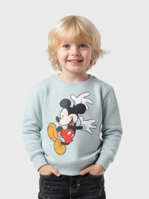 سويت شيرت أولادي ميكي ماوس أخضر فاتح – ملابس أطفال شتوي كاجوال