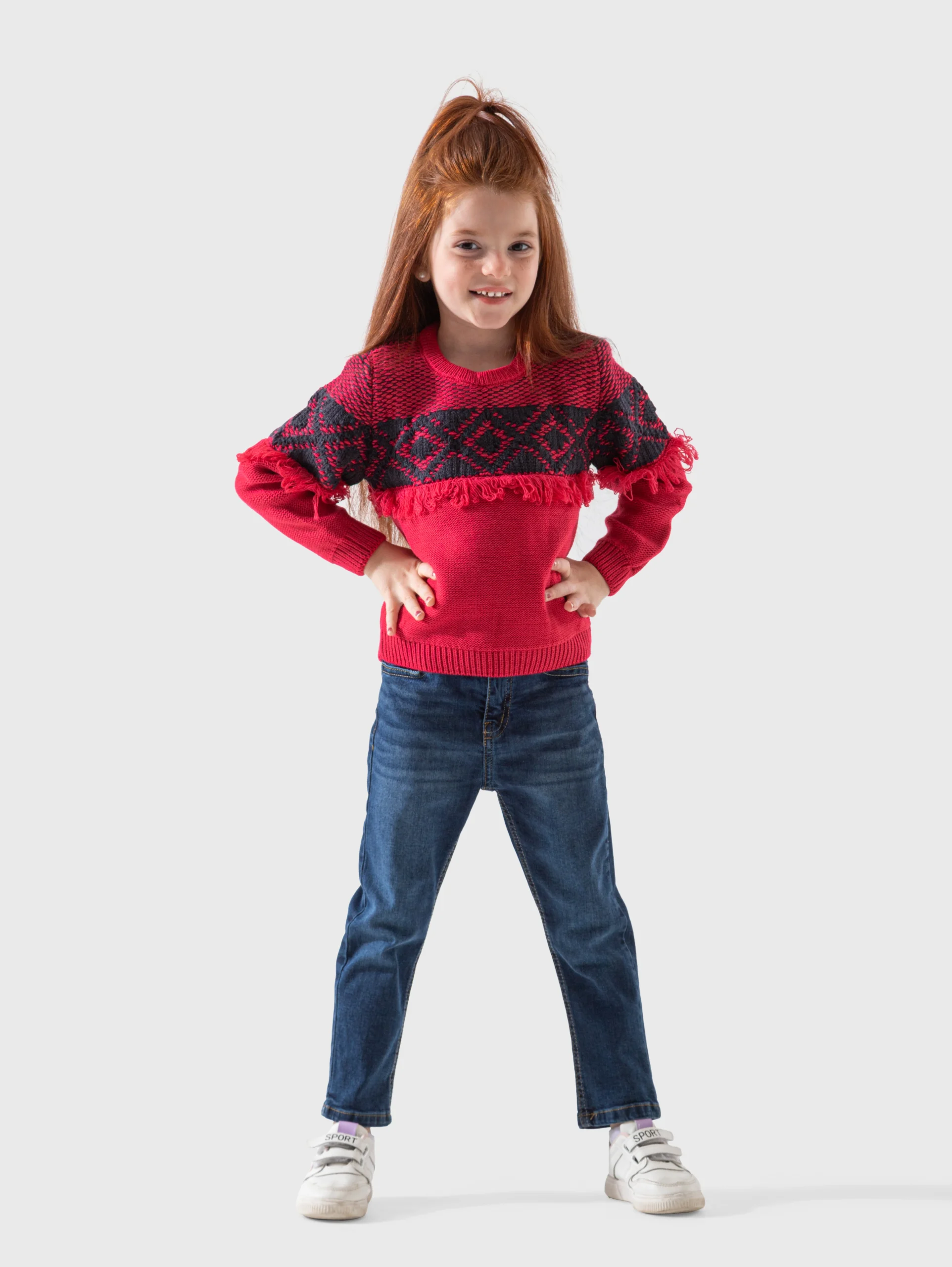 Red Sweater for Baby Girls |  بلوفر تريكو