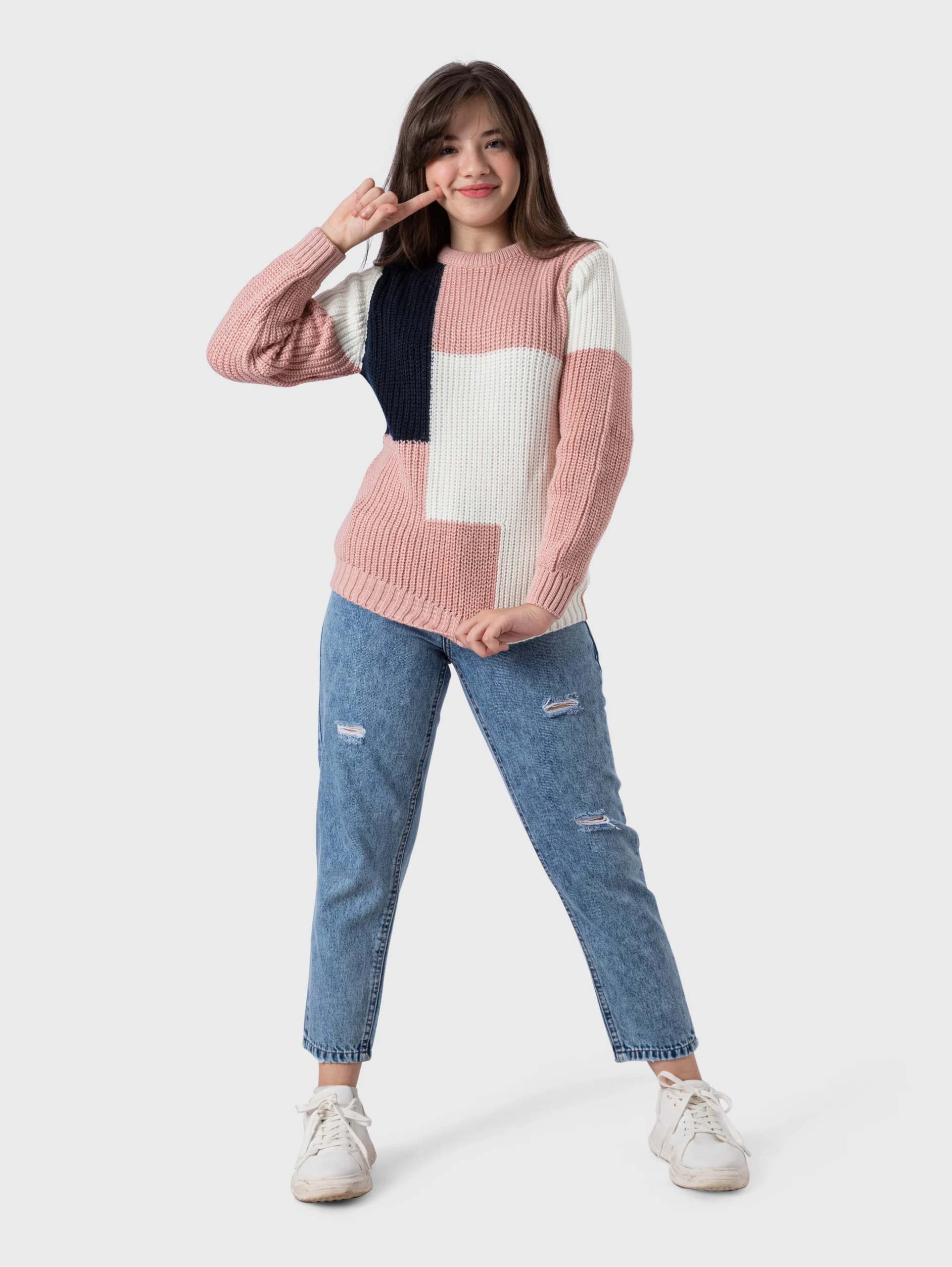 Girls Chunky Knit Sweatar | بلوفر تريكو