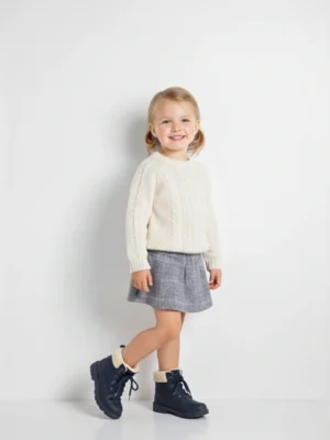 سكيرت كاروهات رمادي بناتي - ملابس أطفال شتوي فاخرة