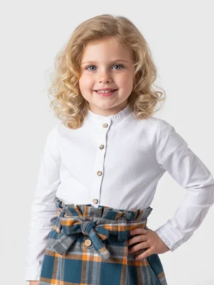 شميز بناتي أبيض شتوي - ملابس أطفال بنات خروج