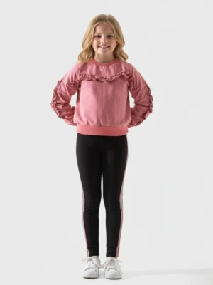 سويتر بناتي وردي كشكشة – ملابس أطفال شتوي أنيق