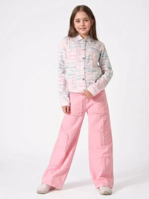 جاكيت جبردين بناتي ملون – ملابس أطفال شتوي أنيق