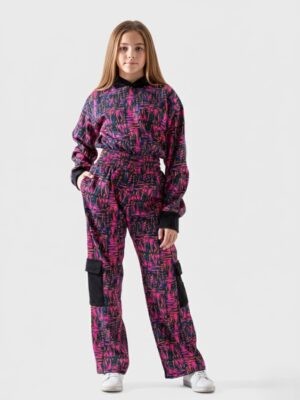 سوت شتوي مطبوع موف بناتي كبير – ملابس أطفال شتوي كاجوال