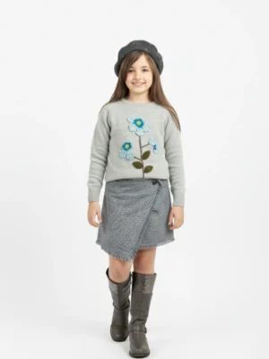 جيبة تويد رمادي بناتي مقاس 2 – ملابس أطفال شتوي فاخرة