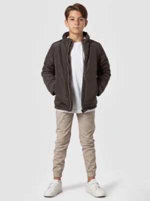 جاكيت مبطن أولادي بني - ملابس أطفال شتوي أنيق