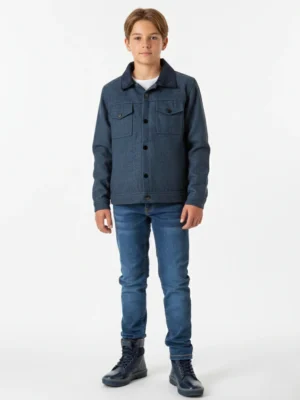 جاكيت صوف كحلي أولادي مقاس 16 – ملابس أطفال شتوية أنيقة