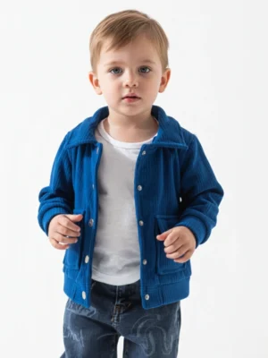 جاكيت كوردروي أزرق أولادي – ملابس أطفال شتوي فاخرة