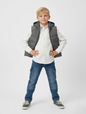 فيست مبطن أولادي رمادي – ملابس أطفال شتوي أنيق