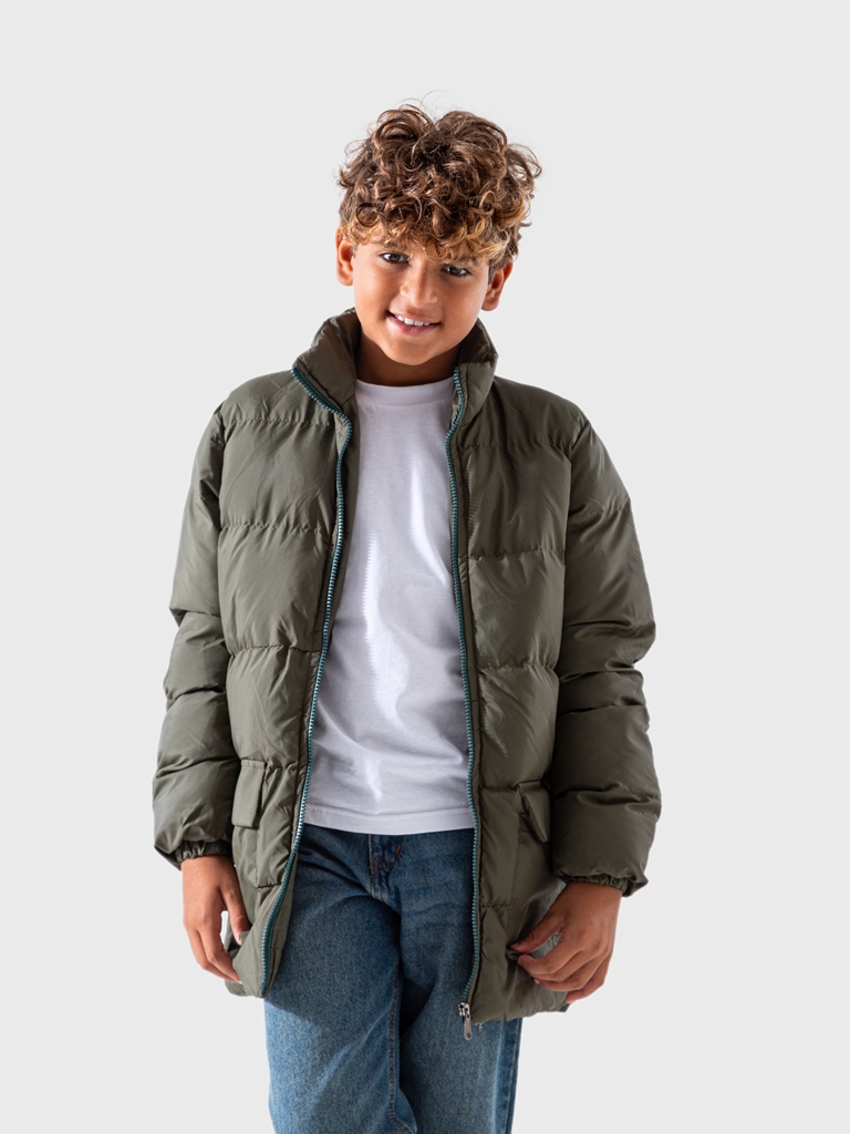 Teen Boys Olive Green Waterproof Padded Winter Jacket