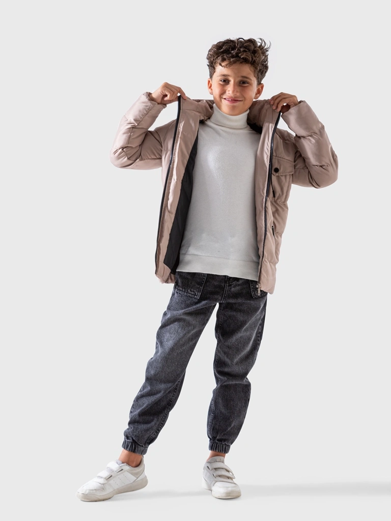 جاكيت ووتر بروف أولادي بيج منفوخ مبطن – جاكيت شتوي مقاس 16