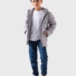 جاكيت مبطن أولادي رمادي – ملابس أطفال شتوي أنيق