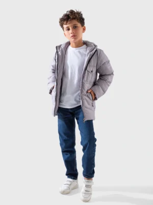 جاكيت مبطن أولادي رمادي – ملابس أطفال شتوي أنيق