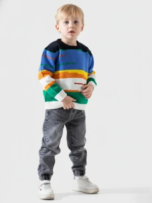 سويتر تريكو ملون أولادي - ملابس أطفال شتوية راقية