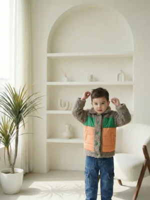 جاكيت تيدي أولادي ملون – ملابس أطفال شتوي فاخرة