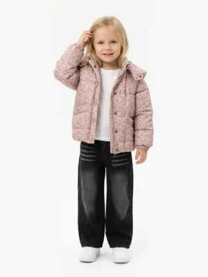 جاكيت مبطن بناتي كشمير نقشة ليوبارد – ملابس أطفال بنات خروج