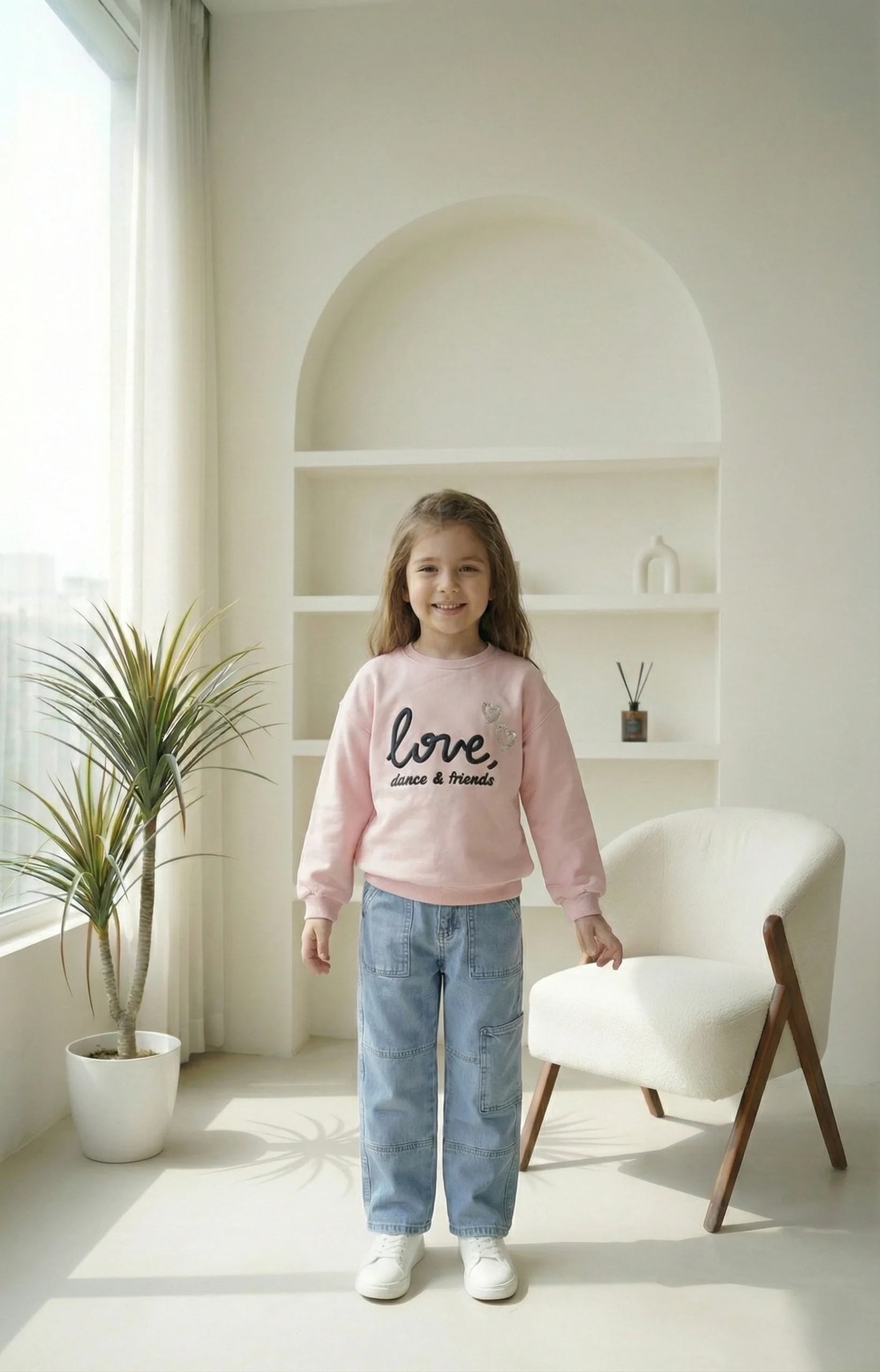 Fall Pink Sweatshirt for Girls | سويت شيرت
