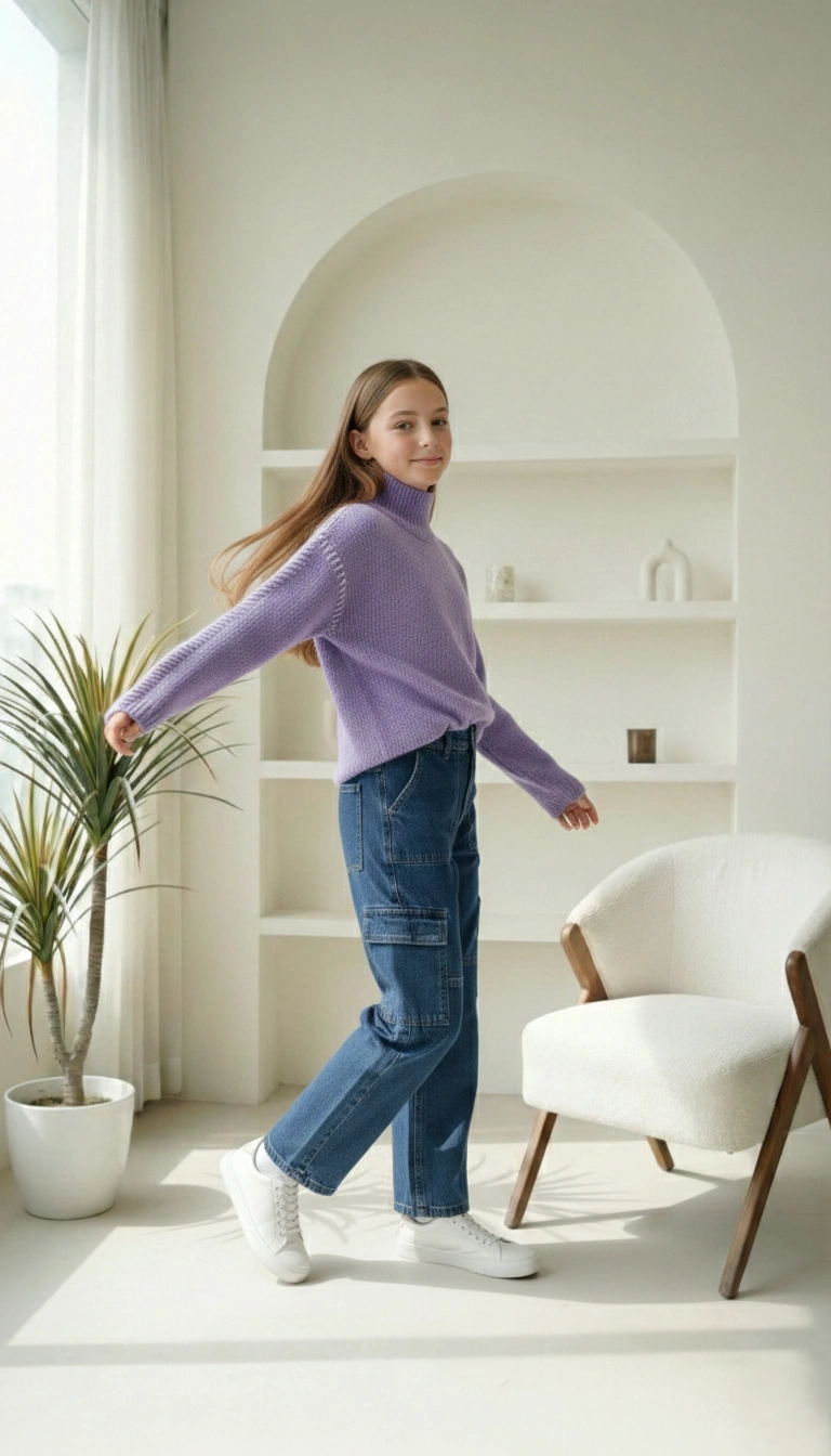 Oversized Knit Sweater for Girls | بلوفر بناتي - الصورة 2