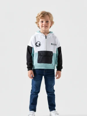 سويت شيرت أولادي أبيض ومينت جرين – ملابس أطفال خريفية