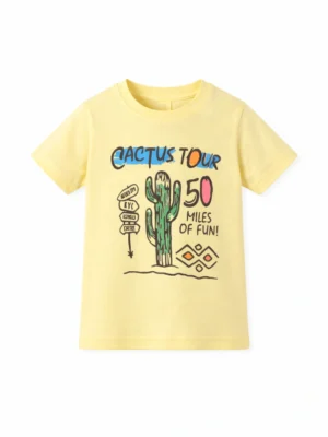 تيشيرت صيفي أولادي أصفر صبار - ملابس أطفال قطنية ناعمة