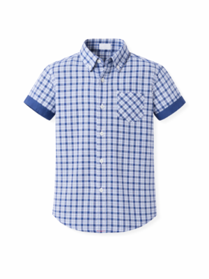 قميص كاروهات أزرق أولادي – ملابس أطفال صيفية فخمة