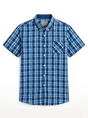 قميص كاروهات أزرق أولادي - ملابس أطفال صيفية أنيقة