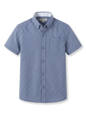 قميص مربعات كحلي أولادي – ملابس أطفال خروج صيفي