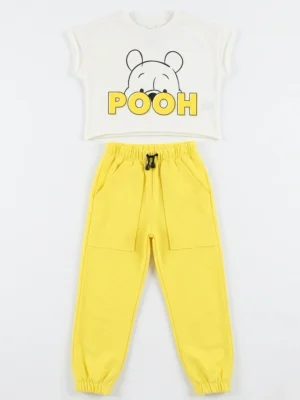 سوت بناتي أصفر وأبيض بو بير – ملابس أطفال صيفية