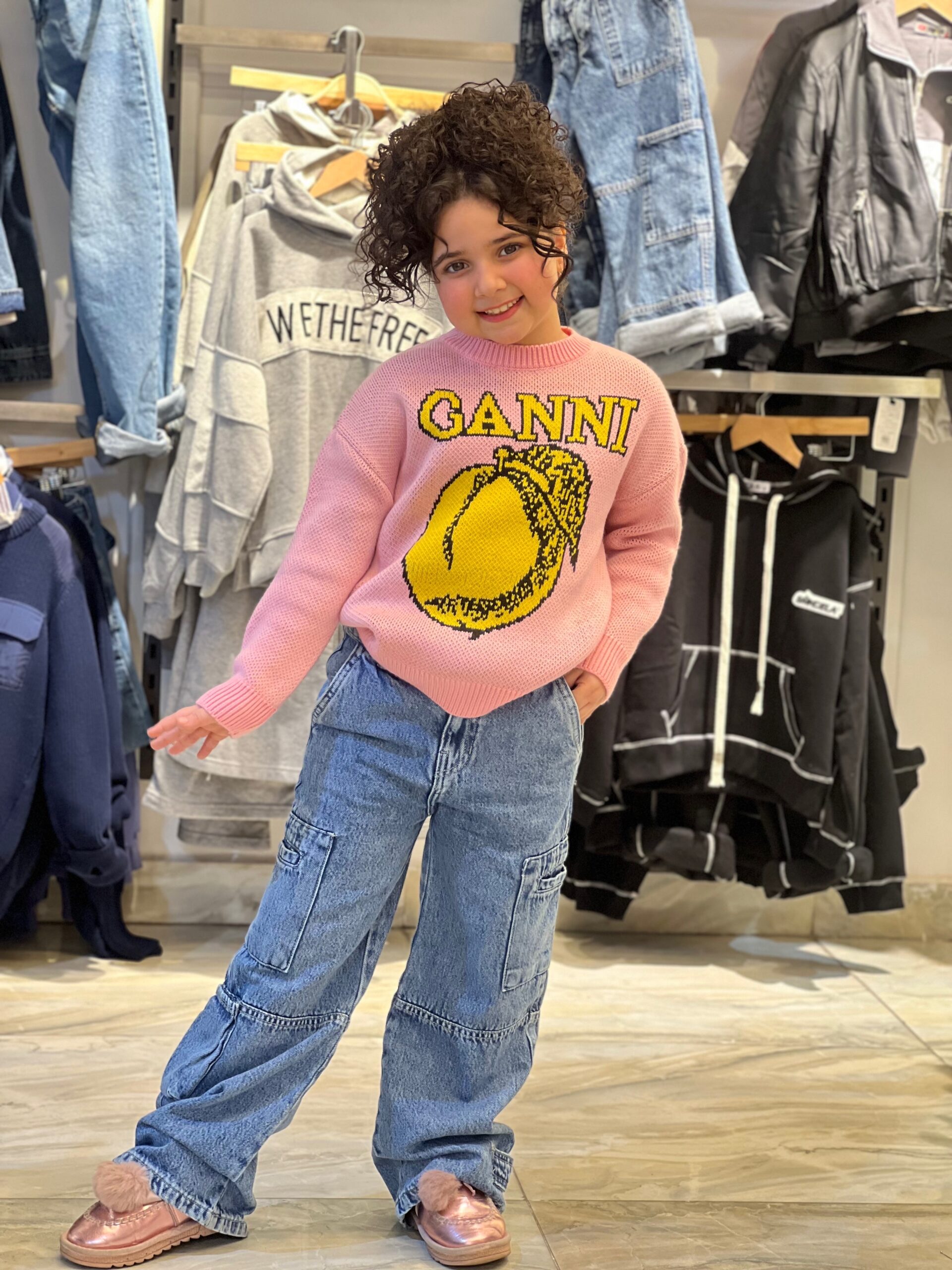 Pink Ganni Sweatshirt for Girls | سويت شيرت