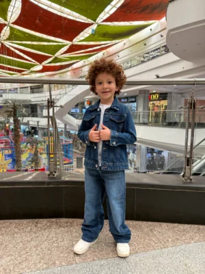 جاكيت جينز أولادي أزرق غامق – ملابس أطفال كاجوال