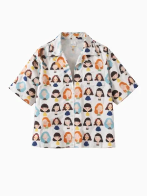 شميز بناتي مطبوع شخصيات كرتونية – ملابس أطفال صيفية