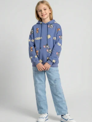 هودي بناتي أزرق توم وجيري – ملابس أطفال شتوي كاجوال