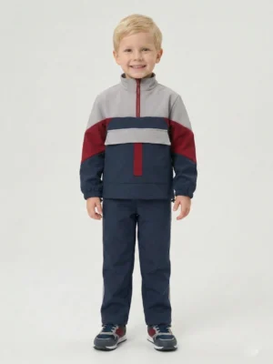 سوت قطعتين أولادي كحلي ورمادي – ملابس أطفال شتوي كاجوال