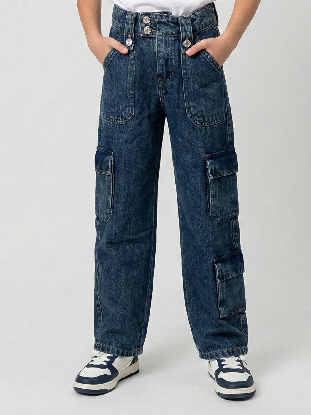 Cargo Denim Jeans for Girls | بنطلون جينز