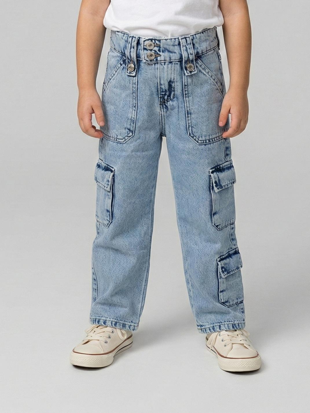 Denim Cargo Pants for Girls | بنطلون جينز